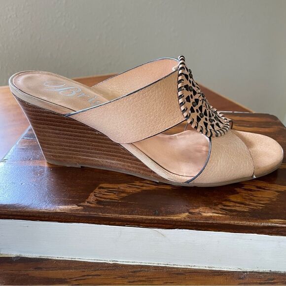 Brighton Rive Wedge Sandals Lasercut Natural Beige Tan Women's Size 6.5 - Picture 2 of 13